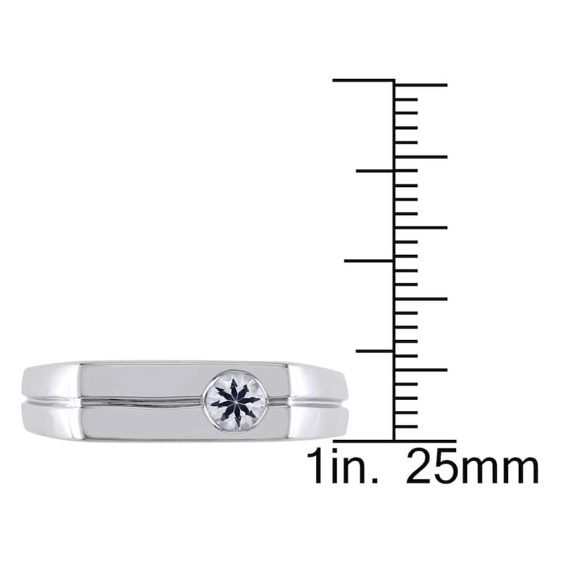 Miadora Mens Bezel Set White Sapphire Ring in Sterling Silver