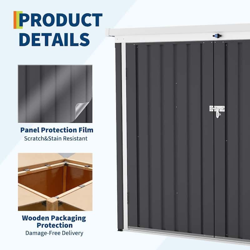 Outdoor Trash Can Storage Box with Lock Latch for Backyard, Patio & Garden Tool Organization