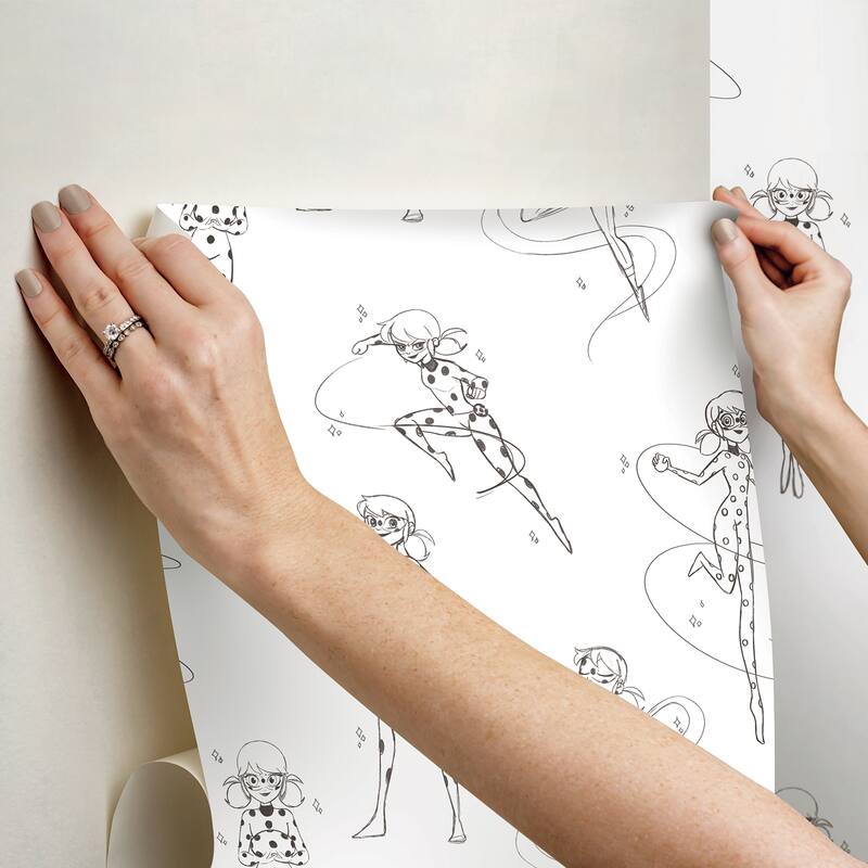 Miraculous Ladybug Sketch Charcoal Peel and Stick Wallpaper