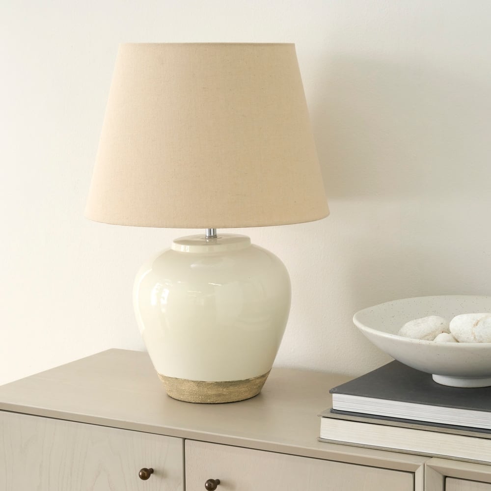 Nourison 20" Rustic Ceramic Pot Table Lamp