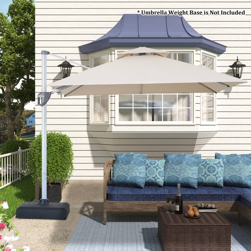 Clihome 10ft Outdoor Patio Cantilever Square Umbrella with Protective Cover