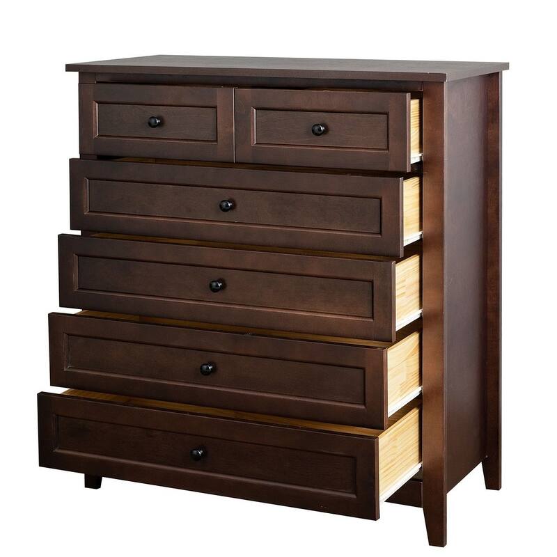 Modern Solid Wood Drawer Dresser with Retro Round Handles