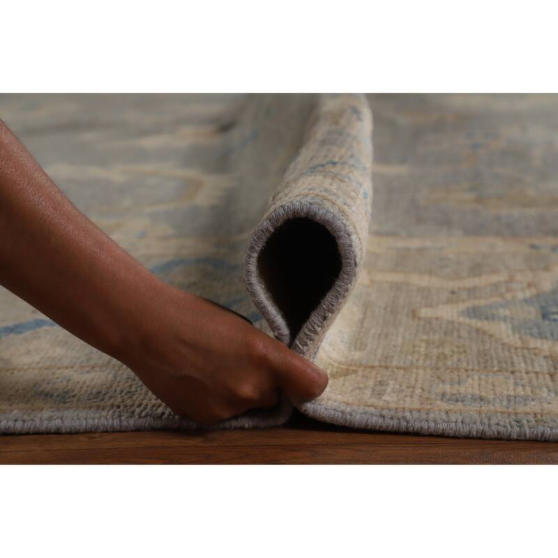 Hand Knotted Oriental 100% Wool Carpet Transitional All-Over Greys & Charcoal Oushak Area Rug - 11' 9'' X 9' 2''