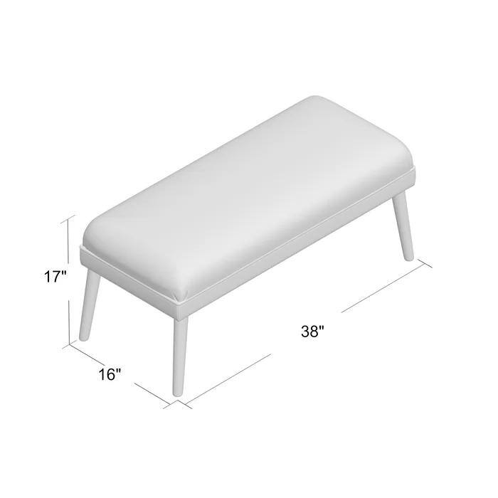 38 Inch Wide Rectangle Ottoman Bench Footstool, Linen Look Polyester Fabric for Living Room, Bedroom