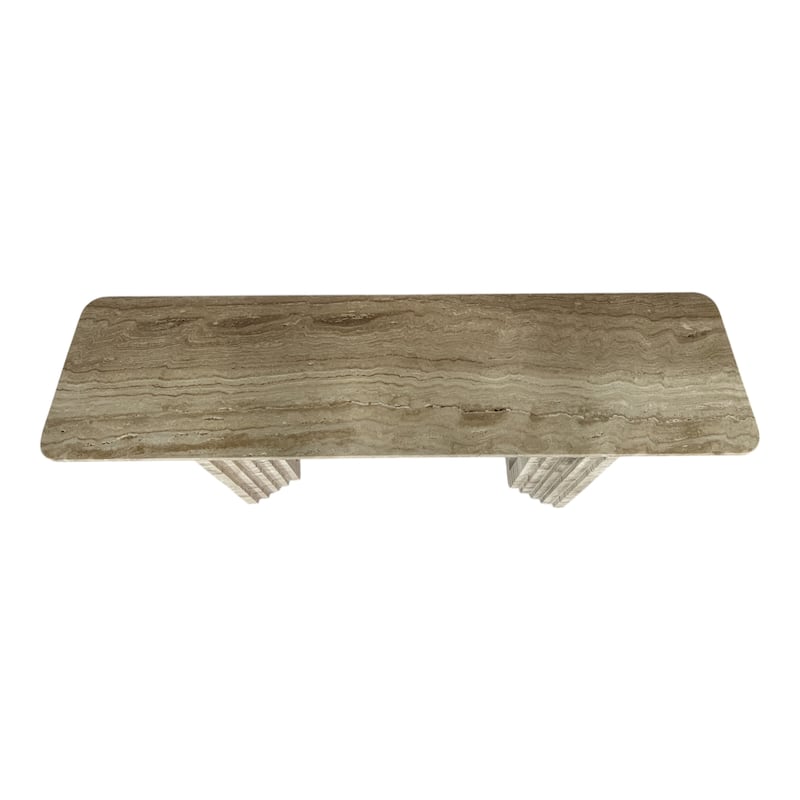 Travertine Console Table Rectangular Shape Narrow Entryway - 32" White - 54" x 14" x 32"