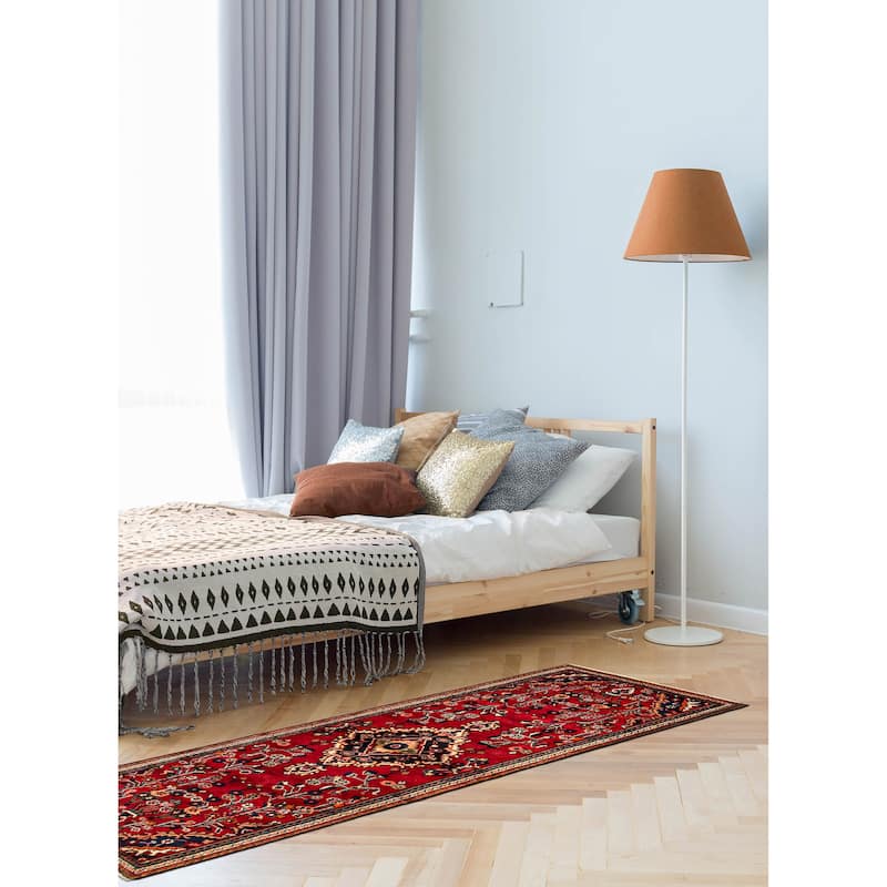 ECARPETGALLERY Hand-knotted Andelz Red Wool Rug - 3'4 x 10'4