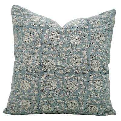 Fabdivine Handmade Block Print Dark Blue Throw Home Decorative Pillow Cover for Sofa, Couch Cushioncase, 6 Kamal