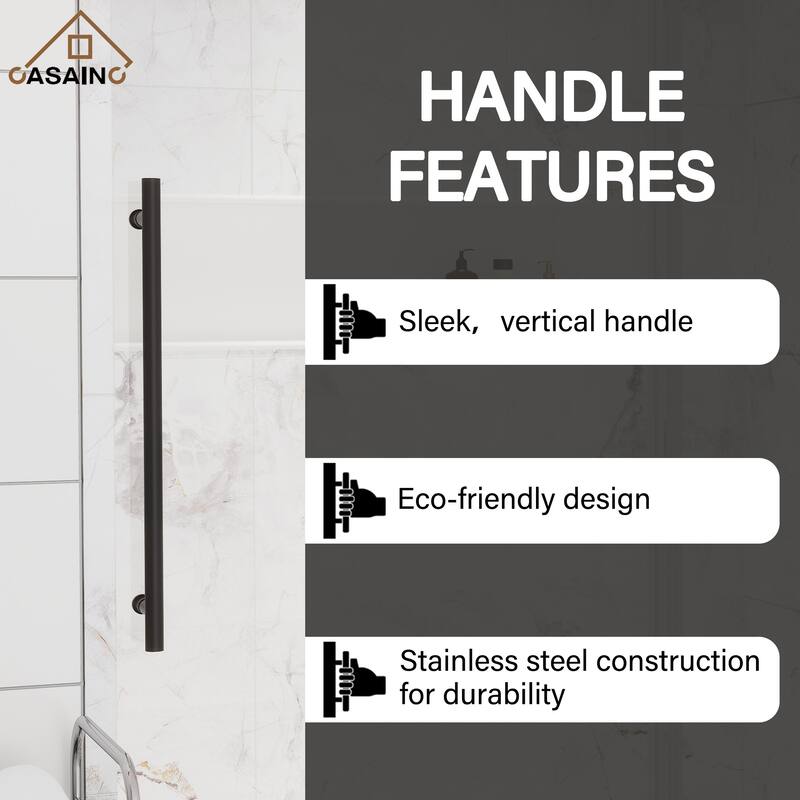CASAINC 48 or 60 in. W x 76 in. H Single Sliding Frameless Shower Door