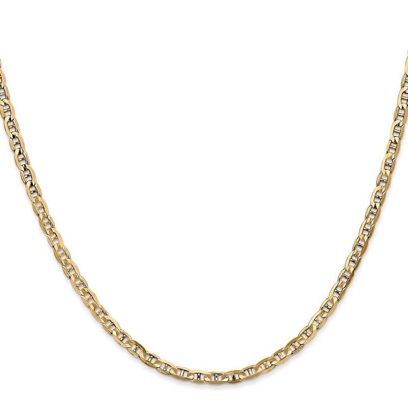 Curata 14k Yellow Gold 3mm Concave Mariner Anchor Chain Bracelet