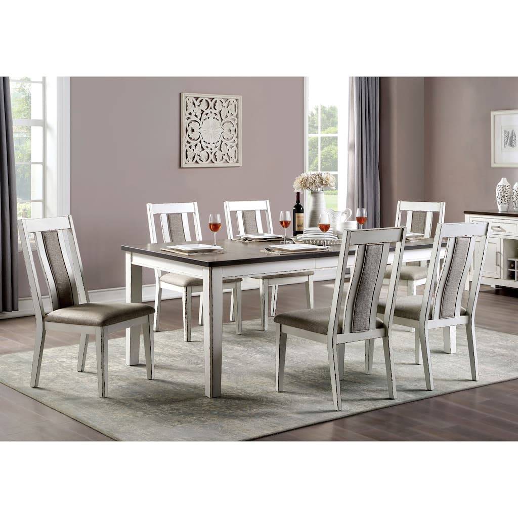 Abeje Rustic White Wood Expandable 7-Piece Dining Set By Furniture of America