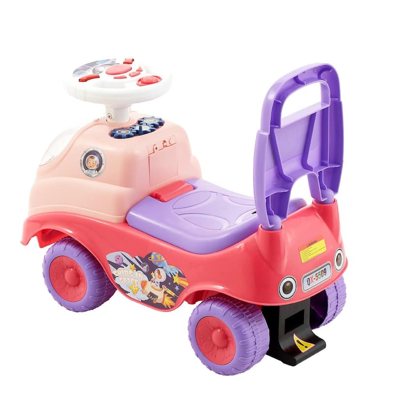 Kids Ride-On Toy with Horn, Music, and Foot-to-Floor Walker - 19.7 x 9.4 x 16.9 in