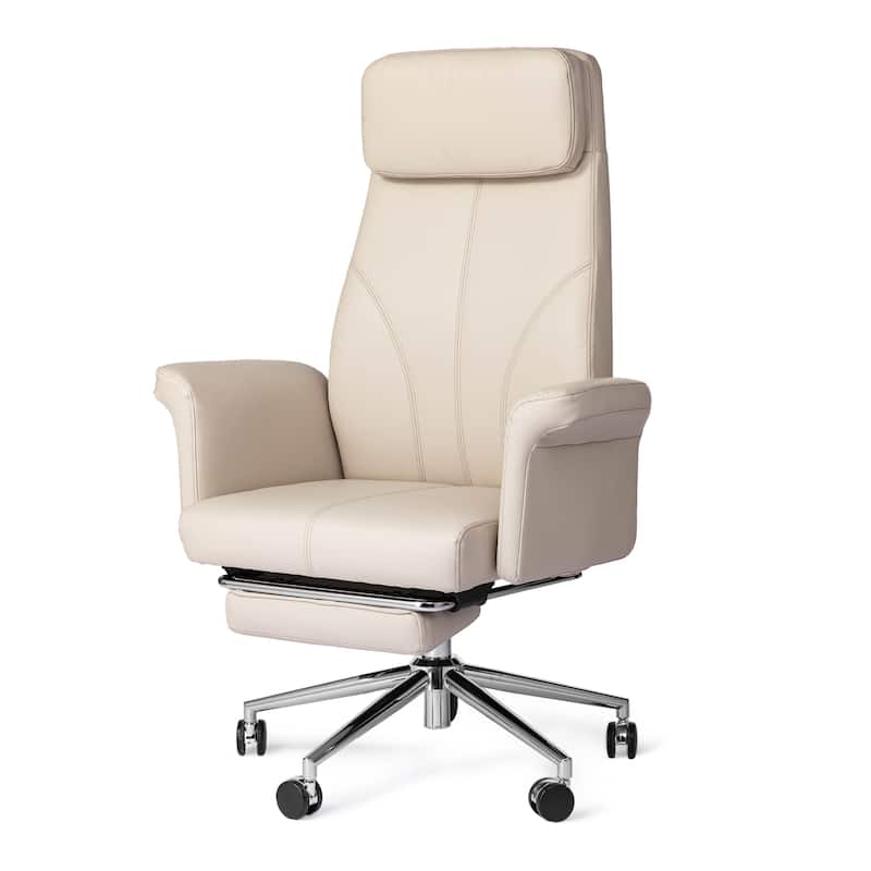 Glitzhome 49"H Modern Adjustable Swivel High Back Ergonomic Office Chair with Armrest and Extendable Footrest