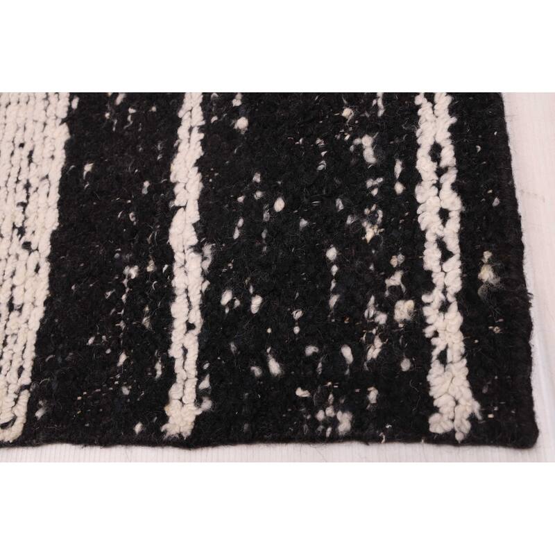 ECARPETGALLERY Hand-knotted Looma Black, White Wool Rug - 8'3 x 9'9