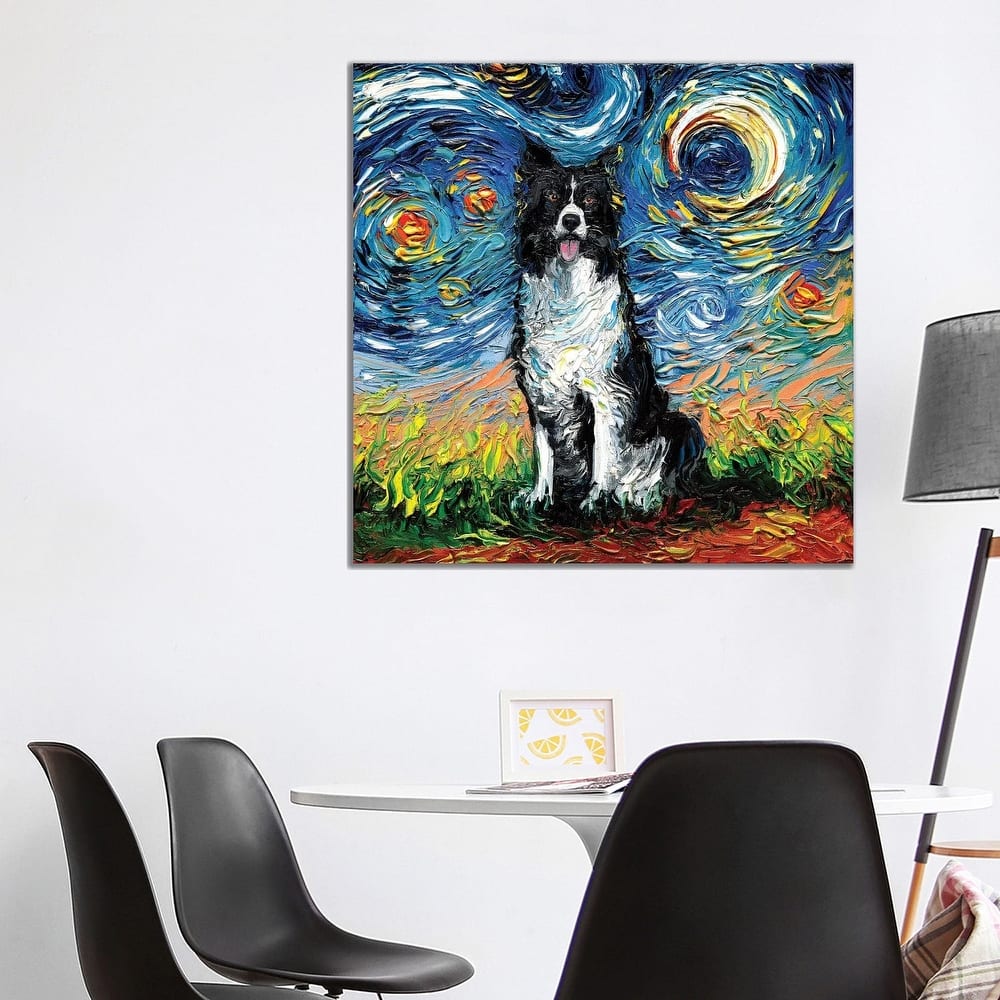 iCanvas "Border Collie Night II" by Aja Trier Canvas Print