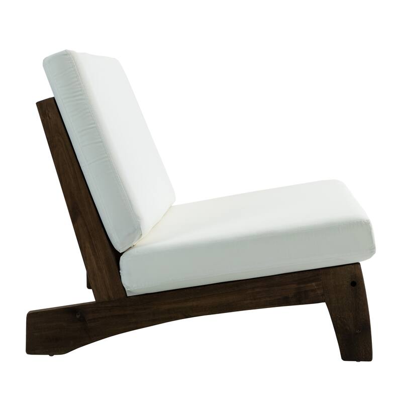 Acacia Wood Outdoor Armless Club Chair With Waterproof Cushion