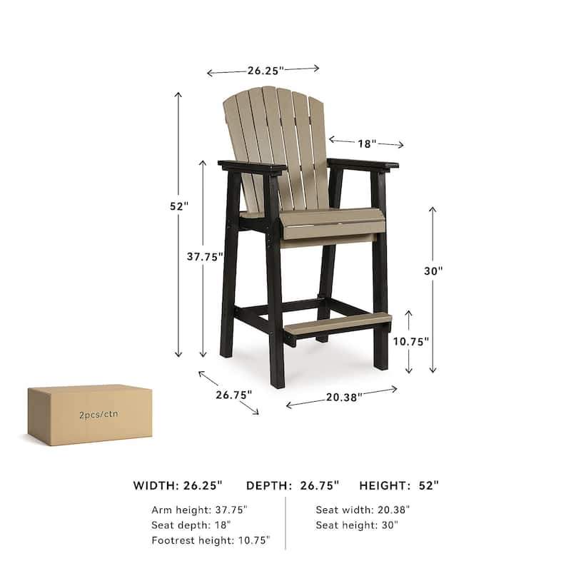 Signature Design by Ashley Fairen Trail Outdoor Poly All Weather Tall Barstool, 2 Count - 26.25" W x 26.75" D x 52" H
