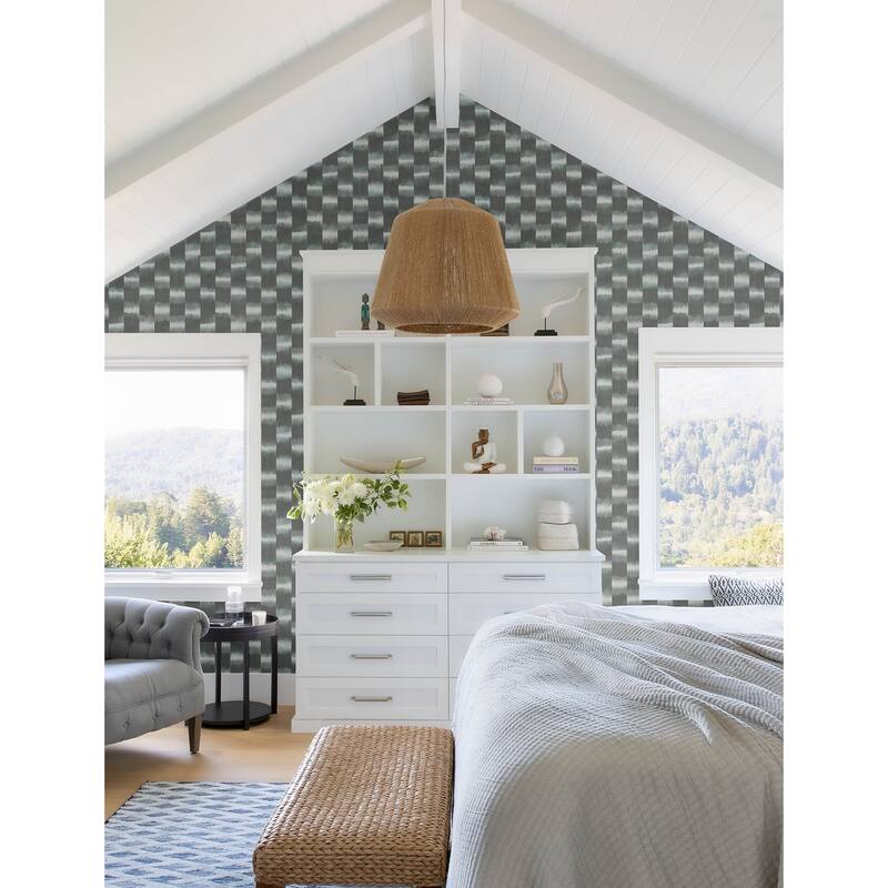 A-Street Prints Baldwin Slate Shibori Stripe Wallpaper