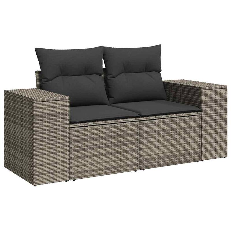 vidaXL Patio Sofa Set with Cushions Outdoor Conversation Furniture Poly Rattan