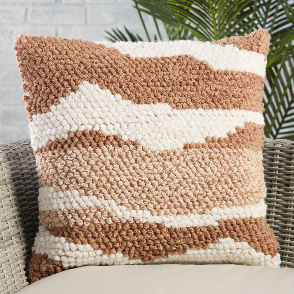 Marnie Indoor/ Outdoor Tan/ White Abstract Pillow