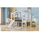 preview thumbnail 19 of 17, White Twin Solid Wood Loft Bed with Slide & Blackboard