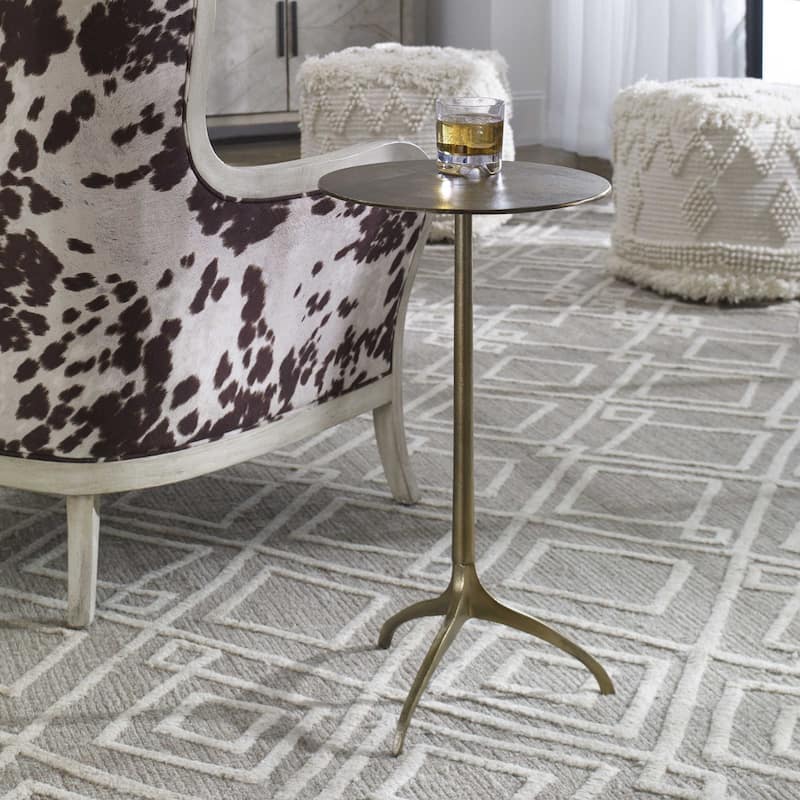 Uttermost Beacon 14" Round Modern Industrial Accent Side Table - Antique Gold