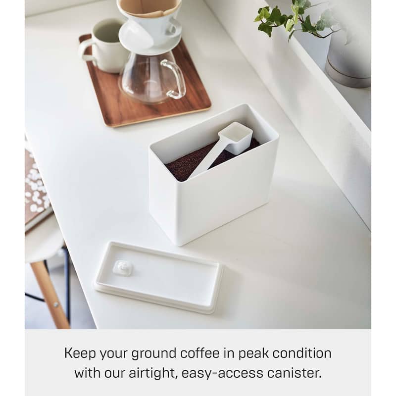 Yamazaki Home Vacuum-Sealing Coffee Storage, Polypropylene - L 3.62 x W 7.24 x H 6.06 inches