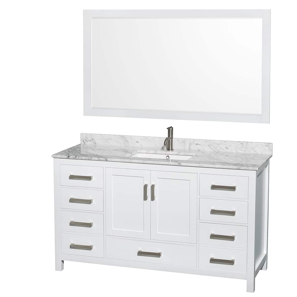 Wyndham Collection Sheffield Single Vanity Set, 58-inch Mirror
