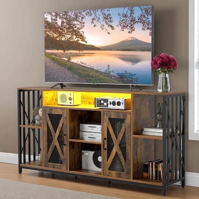 62.9"W LED TV Stand for 70 Inch TVs Cabinet with Power Outlets - 62 inches
