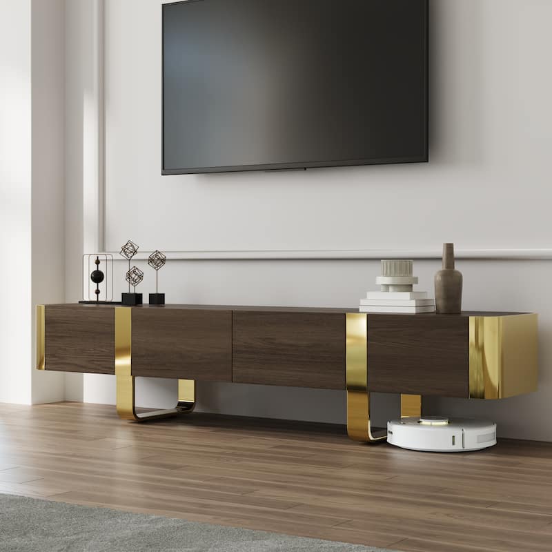 79 inch Wood TV Stand Partial Assembly Entertainment Center Modern Media Console with Drawers and Storage Cabinets