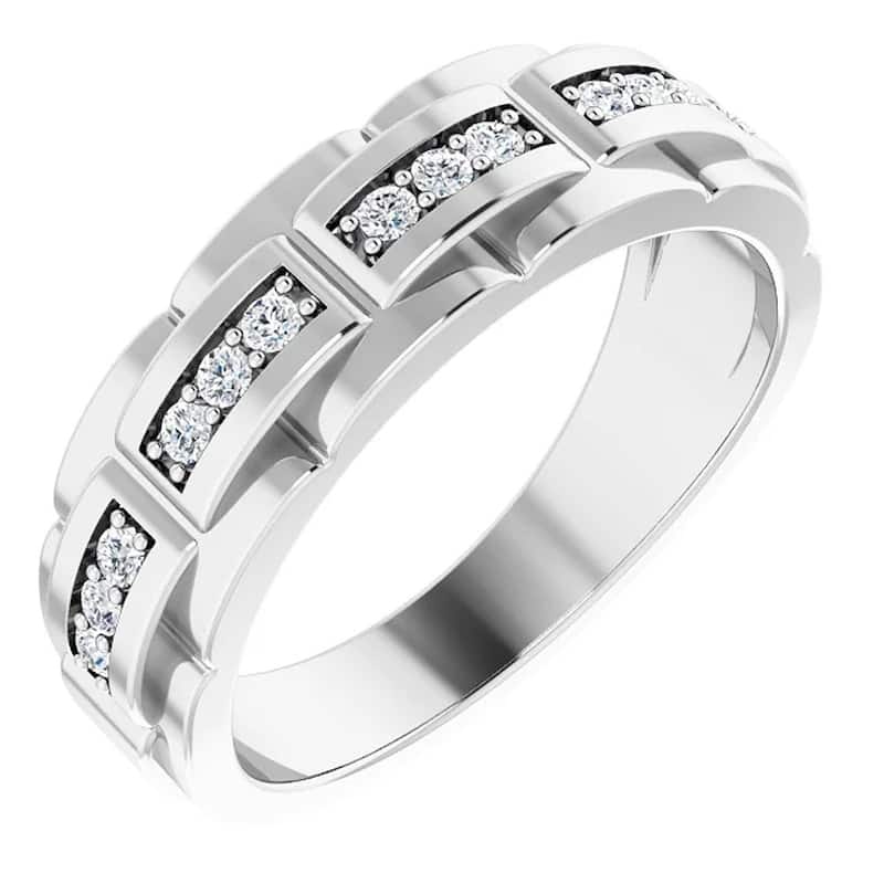 1/3 Ct Mens Lab Grown Diamond Wedding Ring White Gold Anniversary Band