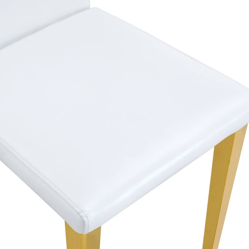 Set Of 2 Pu Leather Backrest Chairs With Gold Metal Legs, 16.2*18.5*34.6 Inches