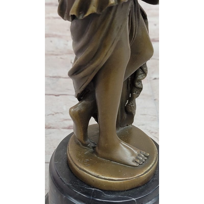 Water Bearer Young Woman Clical Bronze Sculpture Statue Figure On Marble Base By Milo