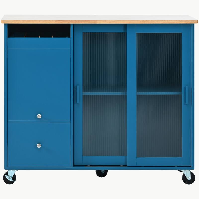 Large Kitchen Island Cart with an Adjustable Shelf and 2 Drawers