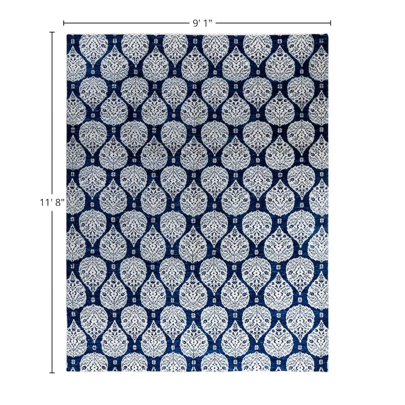 Ganga One-of-a-Kind Handmade Area Rug, Blue - 9' 1" x 11' 8"