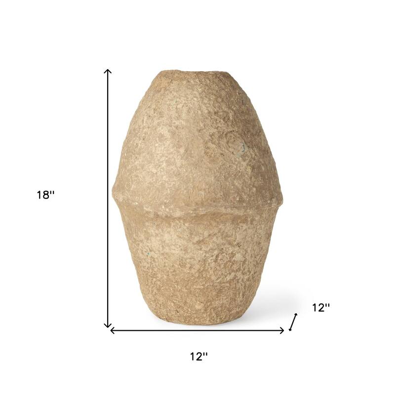 18" Beige Paper Mache Cylinder Table Vase - 12.00