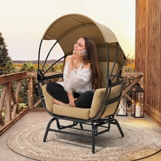 Indoor Outdoor Glider Swing Egg Chair Gliding Rocker with Sun Shade ...