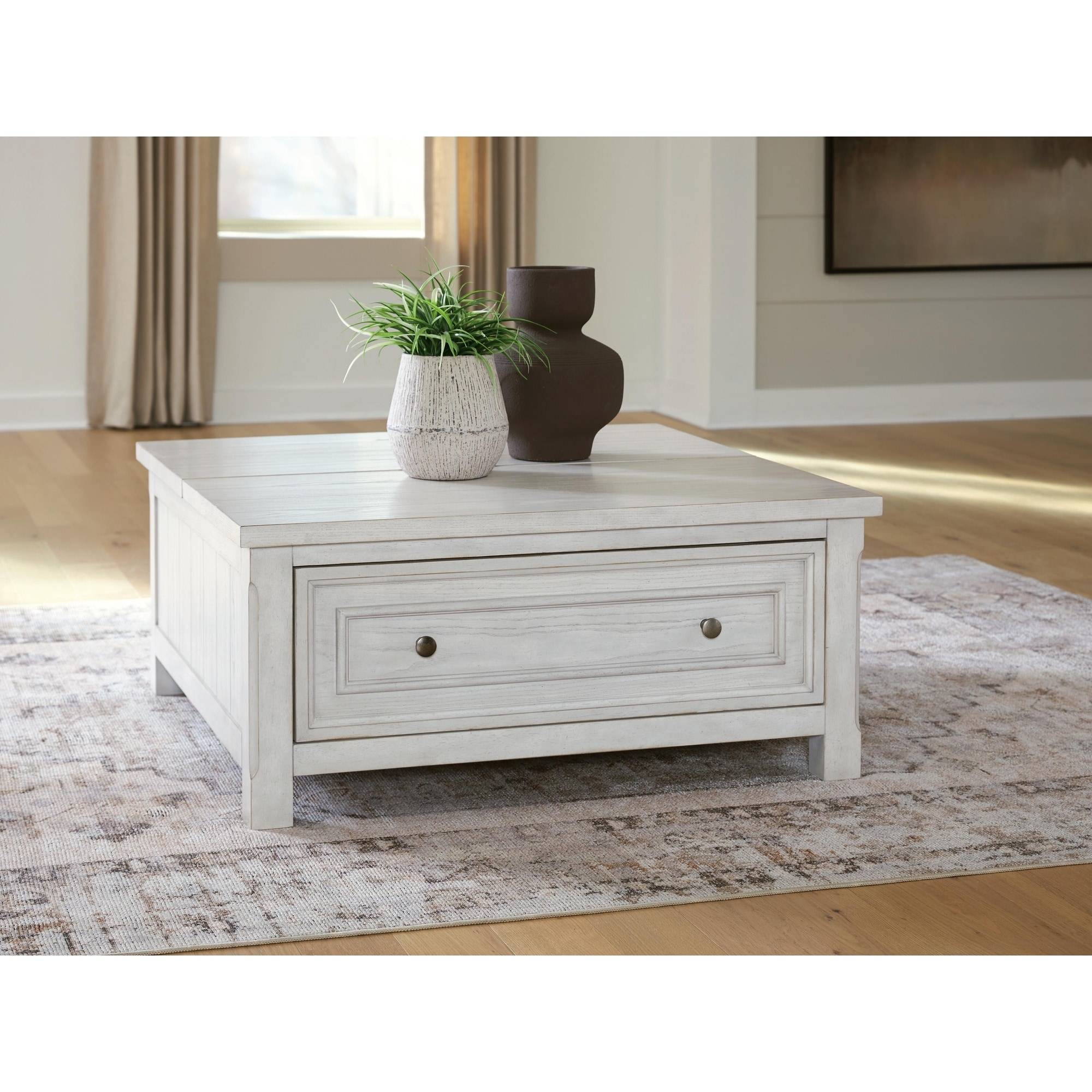 Signature Design by Ashley Robbinsdale White Lift-Top Coffee Table - 40"W x 40"D x 18"H