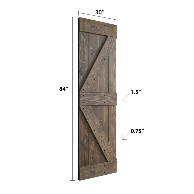 Coast Sequoia 48in/60in/72in/76in/84in x 84in K Series Pine Wood Double Sliding Barn Door With Hardware Kit