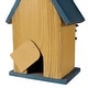preview thumbnail 54 of 62, Glitzhome 10"H Multicolor Cute Distressed Solid Wood Birdhouse with 3D Flowers