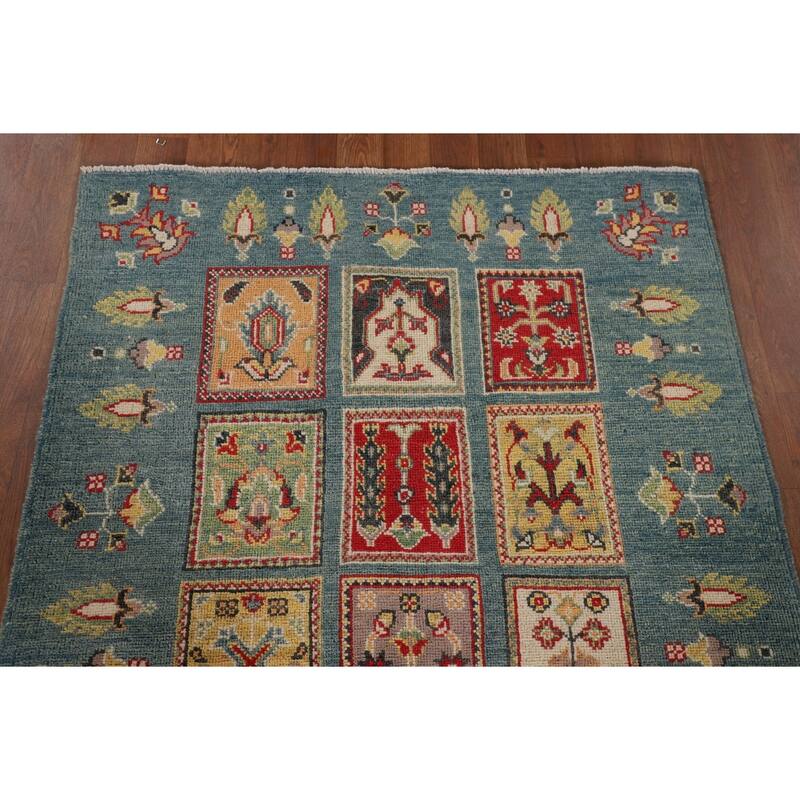 Garden Design Blue Kazak Accent Rug Handmade Wool Carpet - 3'4" x 5'3"