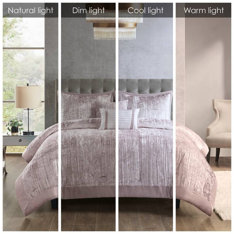 GDF Studio - Crinkle Velvet Comforter Set with Decorative Pillows