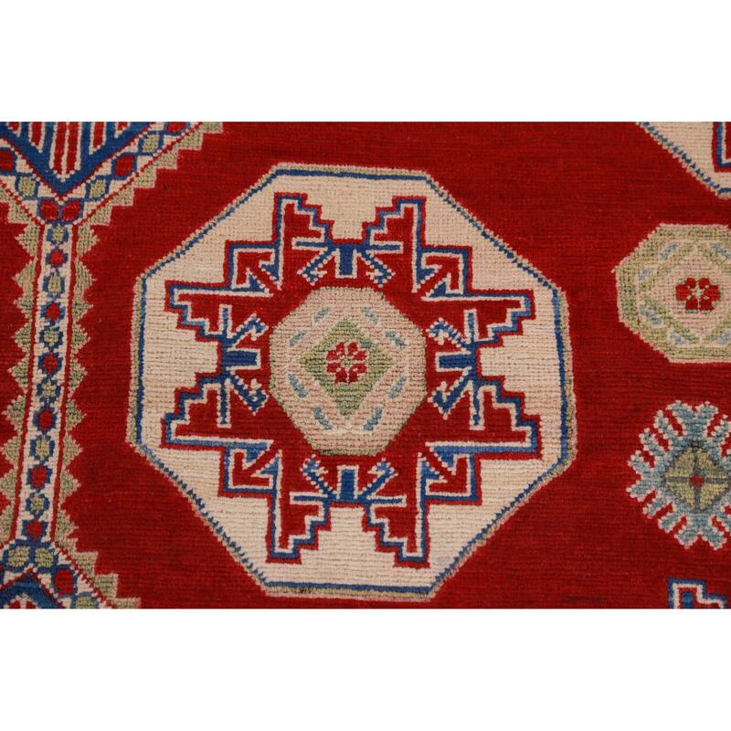 Hand Knotted Oriental 100% Wool Carpet Traditional Geometric Red Kazak Area Rug - 11' 5'' X 8' 4''