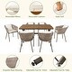 preview thumbnail 7 of 16, 7-Pieces Outdoor Dining Set with Chairs and Acacia Wood Tabletop, for Garden, Backyard, Patio