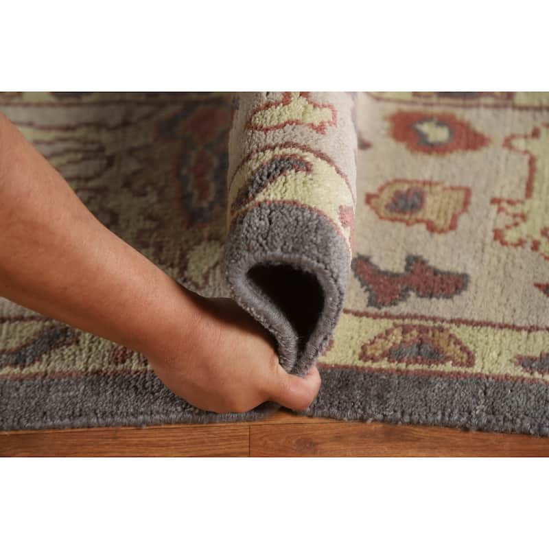 Gray Floral Oushak Oriental Area Rug Handmade Wool Carpet - 9'2"x 11'9"