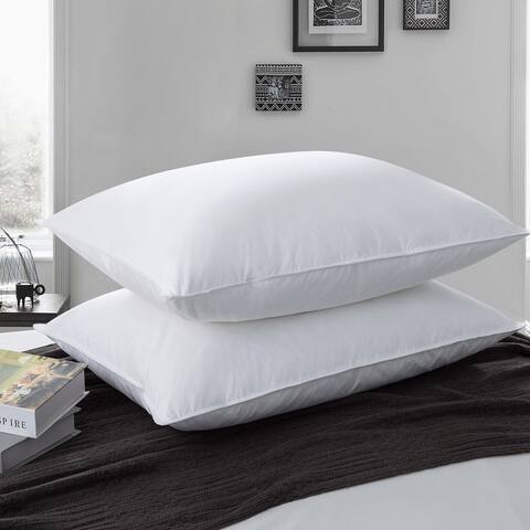 2 Pack Goose Feather and Down Pillows for Side & Back Sleepers - White