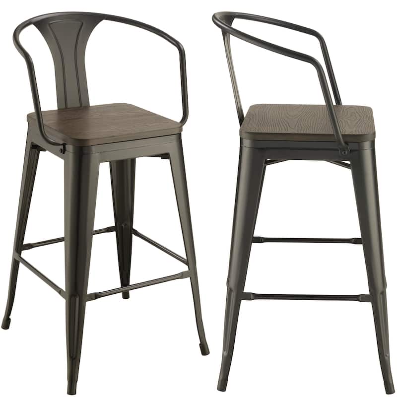 Farmhouse Industrial Design Bar Stools (Set of 2)