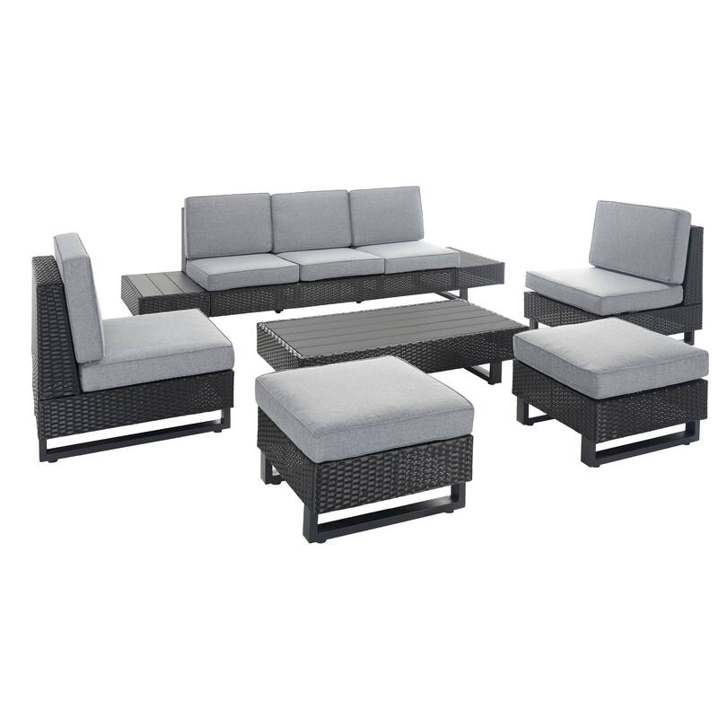 SAFAVIEH Outdoor Ladina 6-Piece Patio Conversation Set - 91"Wx26"Dx28"H