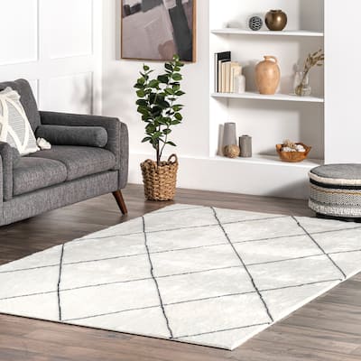 Addy Trellis Machine Washable Shag Area Rug
