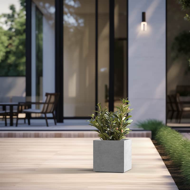 Tall Concrete Square Plant boxes / Large Indoor and Outdoor flower Planters - 12 Inch High - Stone Finish
