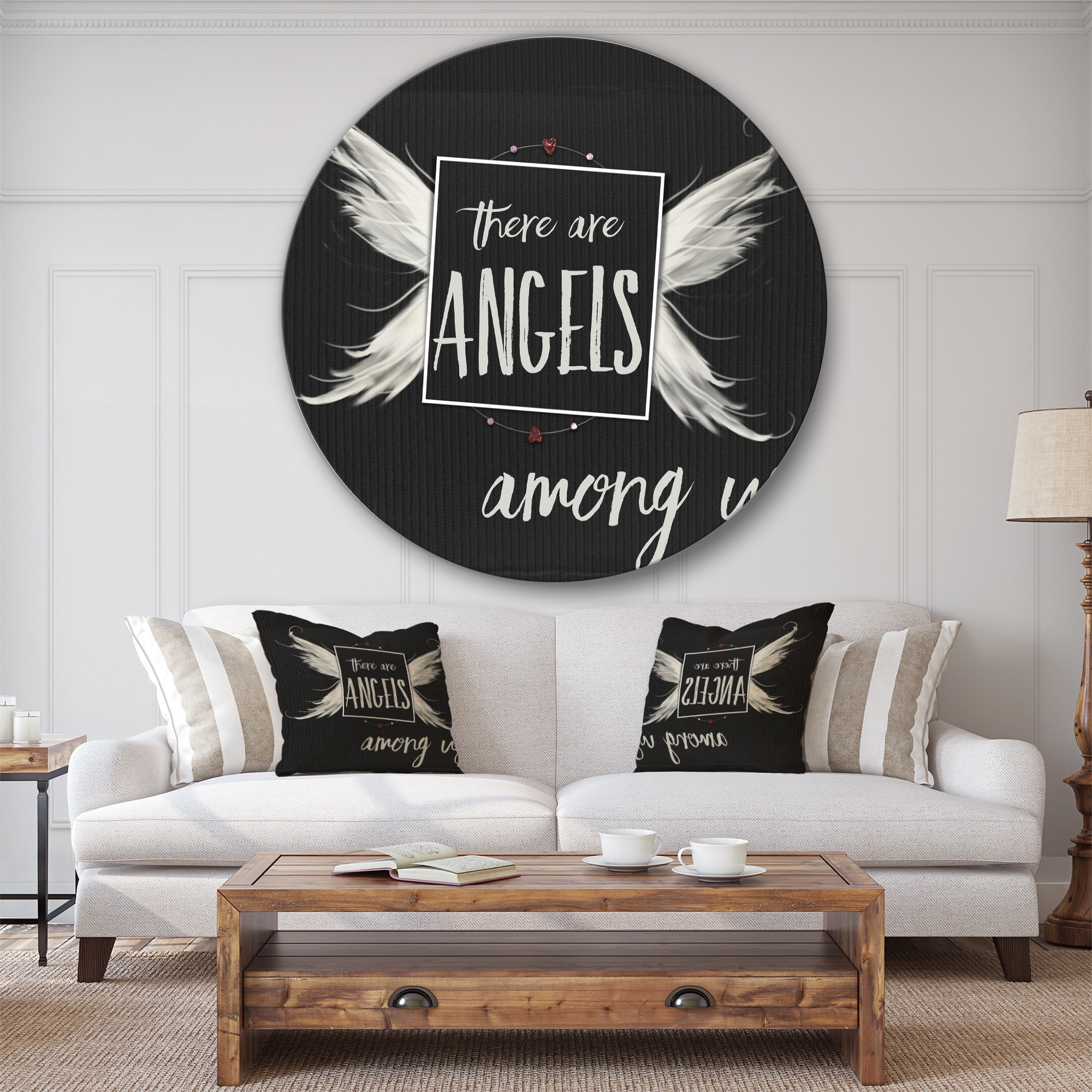 Designart 'Angels Among Us' Cottage Metal Circle Wall Art